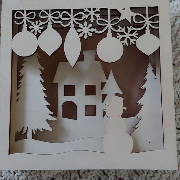NWOT Christmas Lazer Cut House in Woods Christmas Scene Light Up Decor - Picture 1 of 9